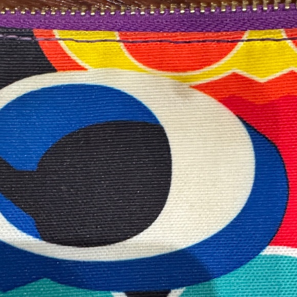 Coach Certified Authentic Multicolor Signature Tote with Gold Leather Straps